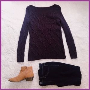 LOFT cableknit sweater in plum